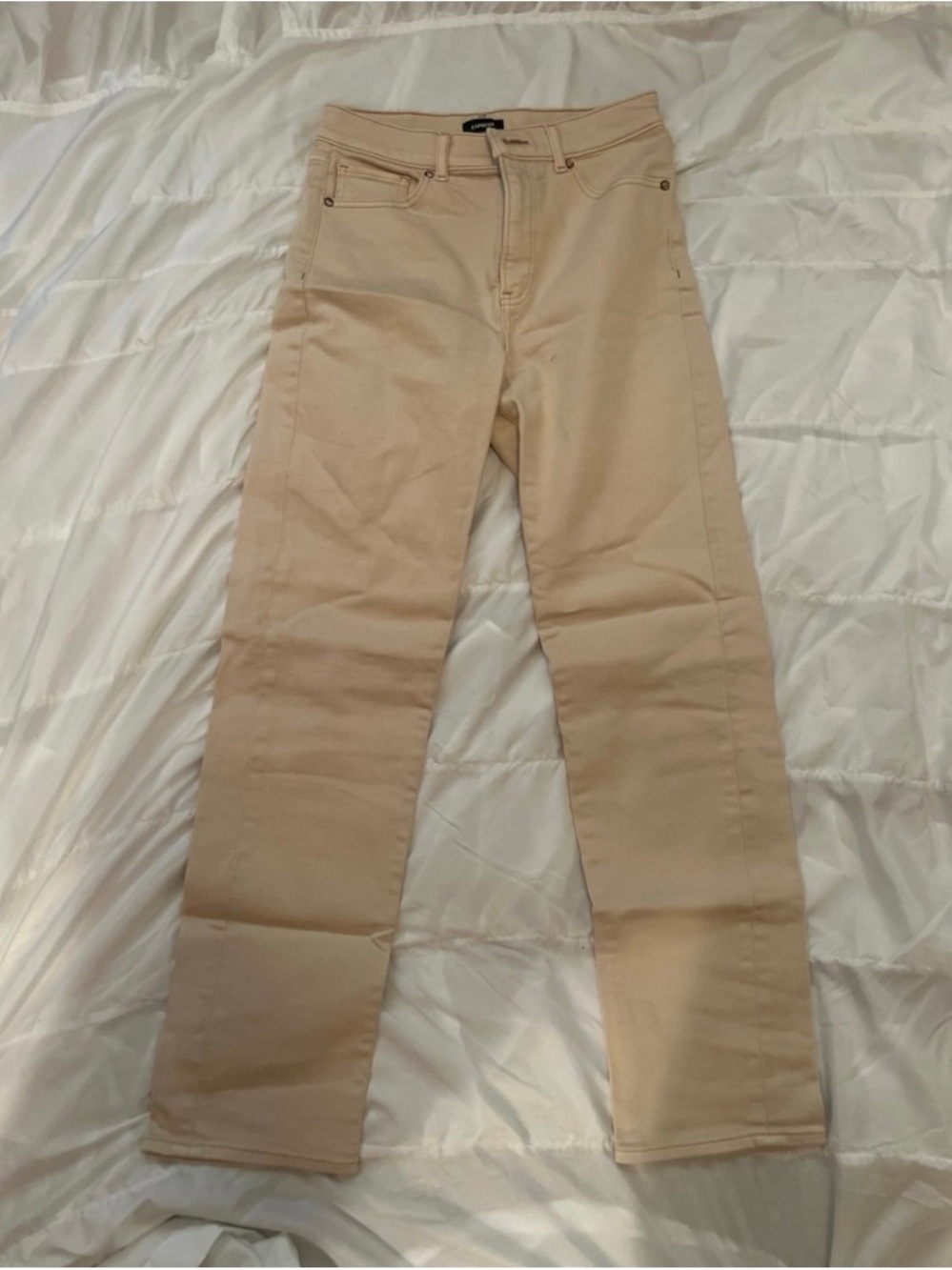 Express Beige Straight-Leg Jeans